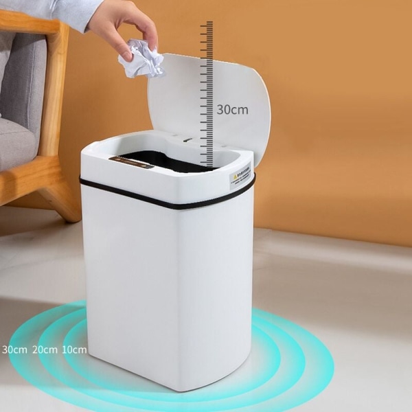 Smart soptunna för kök Hem Smart Home soptunna Soptunna Rum Automatisk sensor soptunna Soptunna Vit 15L