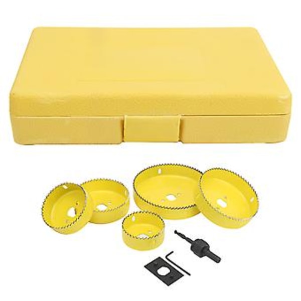 8st Hålsåg Borr Set Gul Högkolstål Träbearbetning Hålöppnare 64mm‑127mm