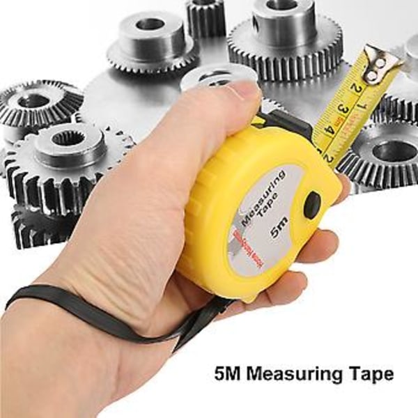 5M Stål Måttband med Automatisk Återgång, Måttband med Lättläst Skala, Slitstarkt, Metriskt & Imperial, för Bygg och DIY