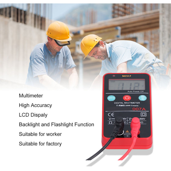 HW007A Universell digital multimeter med LCD-display Hög precision 2V-600V för eltestning