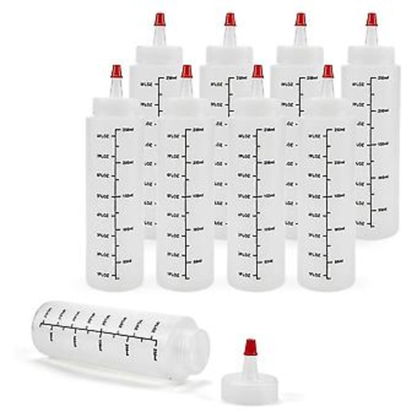 12-pack 8 Oz Kryddsås Klämflaskor Med Röd Topp - Hållbar Sprutflaska För Ketchup