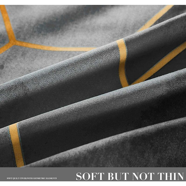 Fashion Unique 3D Geometrisk Randig Tryckt Påslakan Set, 3 Delar Nordisk Stil Minimalism Dubbel Storlek Mikrofiber Påslakan Set med Yel
