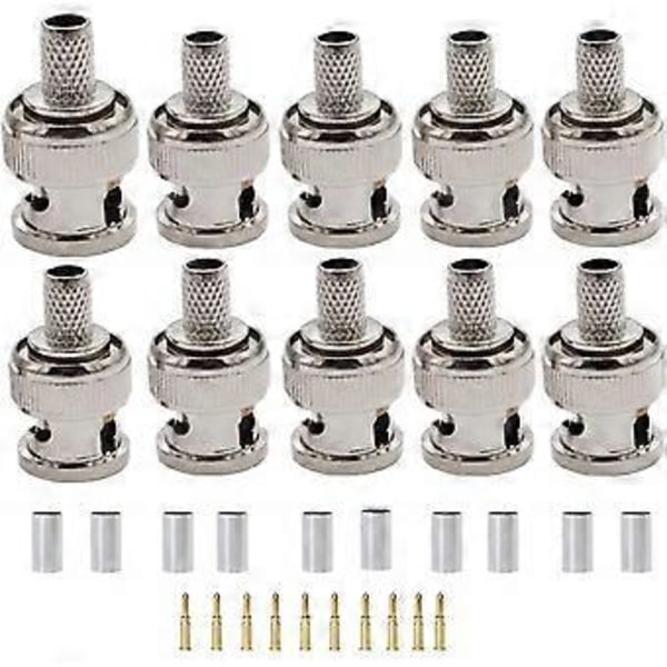 10 X Bnc Krympkontakter För Rg59 Koaxkabel (d-4-)