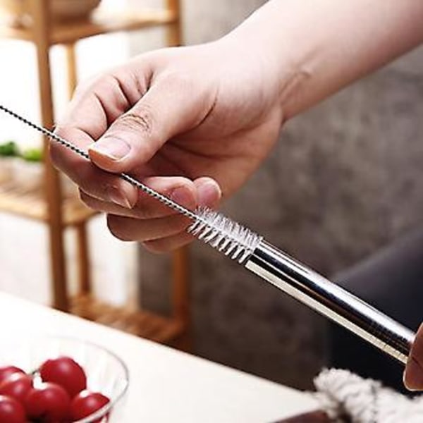 4 kpl Hopeanvärisiä 12 mm Uudelleenkäytettäviä Metallipillejä 2 Harjalla 304 Ruostumattomasta Teräksestä Valmistettua Pillisettiä Baarijuomille