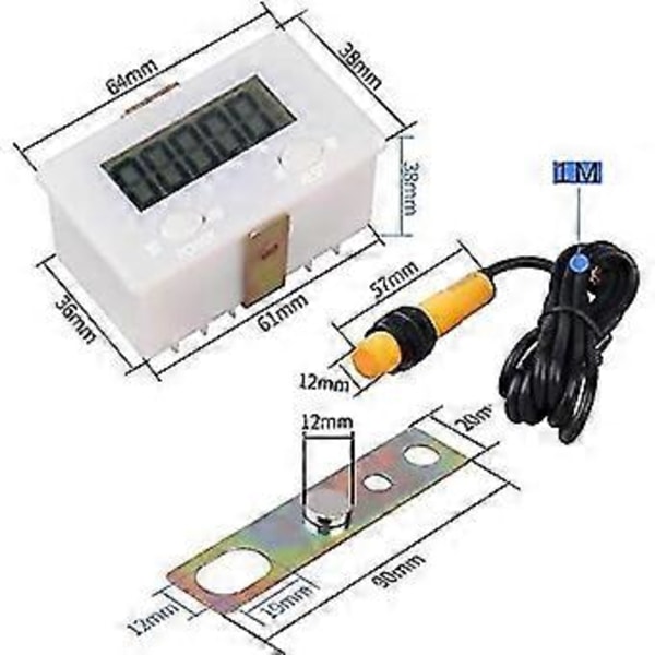 Digital 0-99999 Tæller 5 Cifre Plus Op Måler + Nærhedsafbryder Sensor Med Magnet