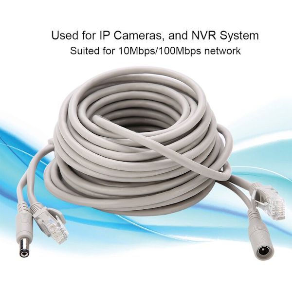 5M/10M/15M/20M RJ45+DC Ethernet CCTV-kabel för IP-kameror NVR-system 10Mbps 100Mbps(10M)