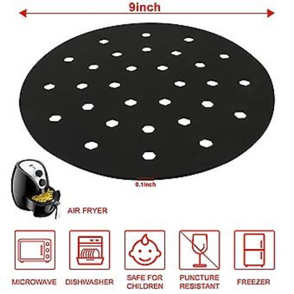 9 Tum Rund Återanvändbar Silikon Non-stick För Gourmia Xl R Tillbehör Röd