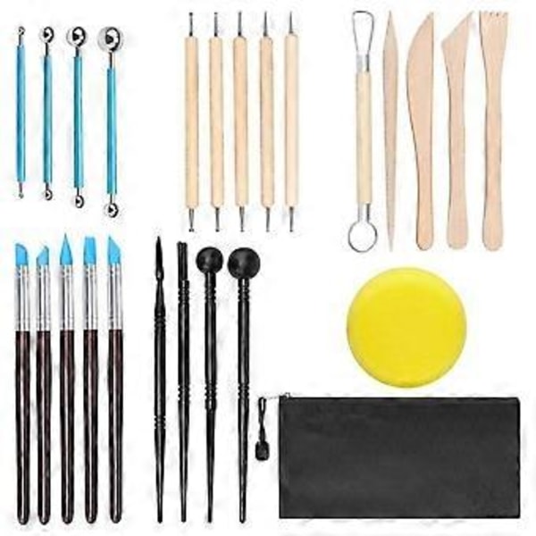 24 stk. Polymer Clay Kit, Keramikværktøj, Keramik Kit, Ler Skulpturværktøj, Skulptur Prikværktøj Sæt, Prikværktøj