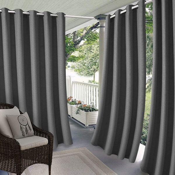 Utomhusgardin - Mörkläggningsgardiner och draperier Termiskt isolerade Anti vindvärme för Pergola Patio, Terrass, 210 B x H 230 cm H, Brun-DENUOT