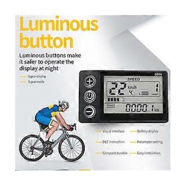 24v-60v S866 Kontroller Panel Dashboard Vandtæt Elektrisk Cykel LCD Display Til Elektrisk E-cykel Scooter (sm Stik)