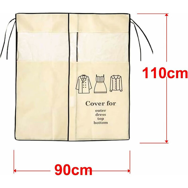 Hengende deksel 90 × 110 cm Beige støvdeksel Støv- og fuktighetsdeksel Hengende deksel med visuelt gjennomsiktig vindu