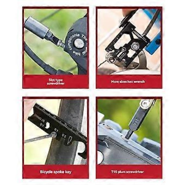 Cykelverktygssats 38-i-1 Avtagbart Cykelverktyg Cykelreparationsverktyg Skruvmejselbitar Skiftnyckel Kapsylöppnare Svart