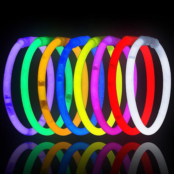 100 stk 8-tommers Glow Stick-armbånd, Glow In The Dark-pinner med koblinger for fester, tjenester og camping