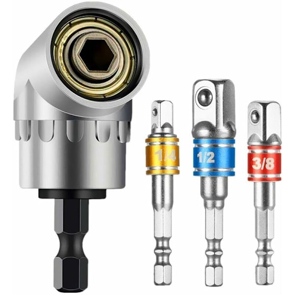 105 ° vinkeladapter (1/4 \", sexkantsborr) och 3-delad sladdlös drivrutinsadapteradapter för bitshållare (1 / 4,3 / 8,1 / 2\").