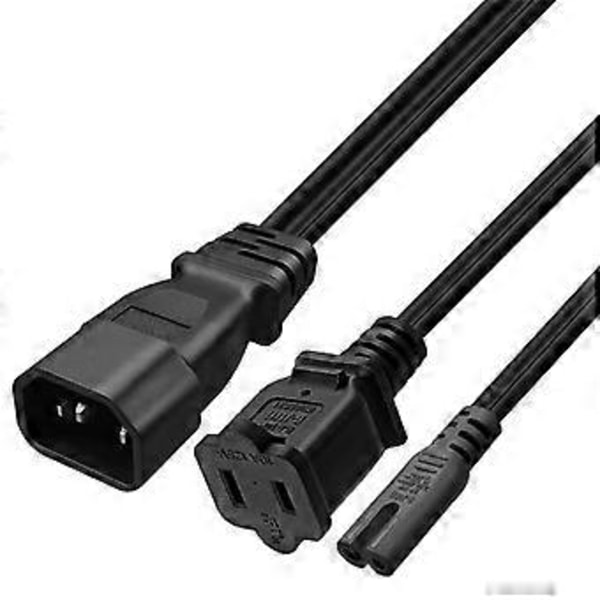 C14 til C7 + 1-15R Y Splitter Strømstik Ledning Enkelt IEC 320 C14 til C7+1-15R Ledning