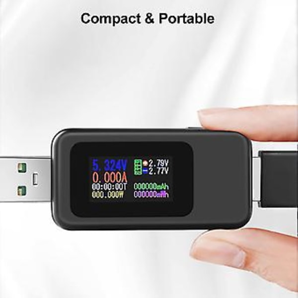 Usb 3.0 Testeri Tehomittari 4-30v 0-6.5a Usb Jännite- ja Virta Testeri Detektori, Digitaalinen Volttimittari Ampeerimittari Virtapankin Kapasiteetin Testeri Ips Värinäytöllä