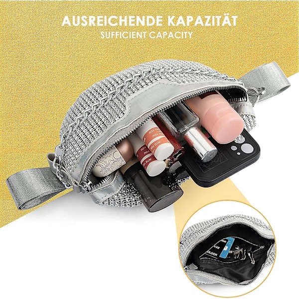 Timanttivyötärölaukku naisille, muodikkaat vyölaukut, festivaalivyölaukut, puhelintaskut, crossbody-laukut, säädettävällä hihnalla juhliin, festivaaleille, urheiluun