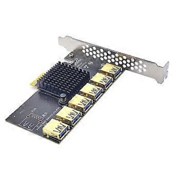 Add On PCI-Express Riser Card PCI-E 1X til 6 Eksterne 16X USB3.0 PCI-e Adapter
