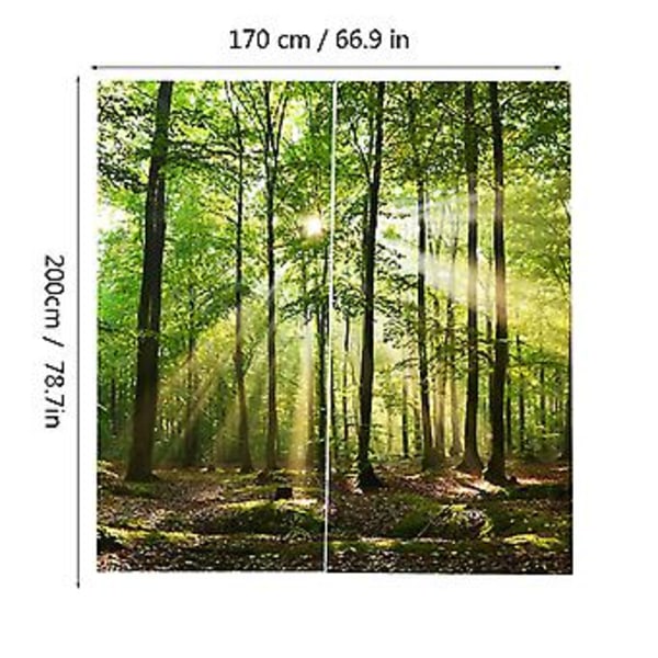 Skove Sollys Tryk Skyggegardiner til Altan Soveværelse Stue Vindue 170 * 200cm
