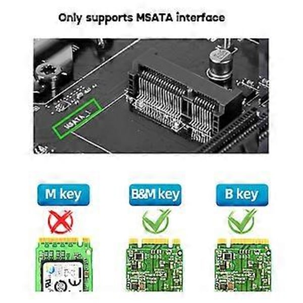 MSATA - M.2 SATA -sovitinlaajennuskortti, tukee SSD 2230 2242 6 Gbps nopea