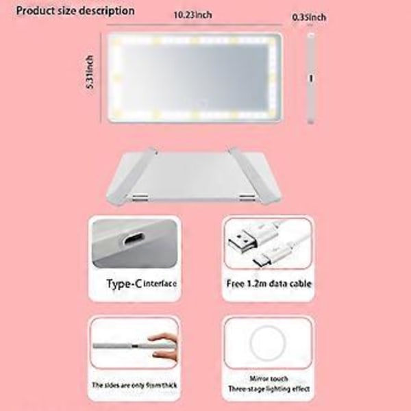 Bil Makeup til Touch Screen Spejl med 60 LED Lys Fremragende Gave til Kvinder