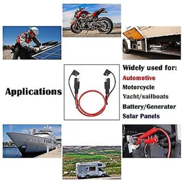 Förlängningskabel 3ft 14awg till snabbkopplingskontakt för solpanelbatteri motorcykel traktor
