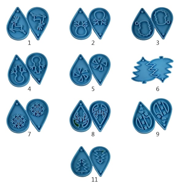 Juleørering Epoxy Resin Form Ørehæng Dangler Vedhæng Silikoneform DIY