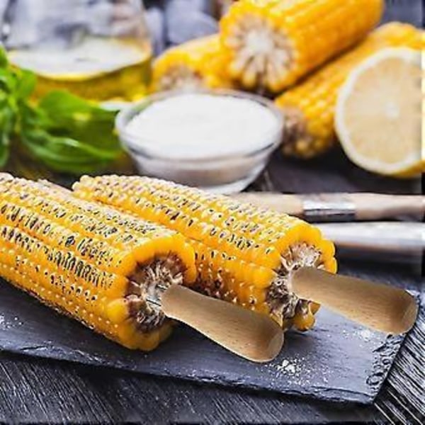 8 stk. Majskolbespyd, Majskolbeholdere i rustfrit stål, Majskolbeholdere, Majsspyd, Majsholdere (d-v2)