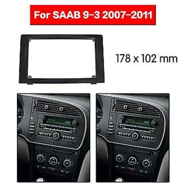Bilradio Fascia Dash Panel 2 Din Ramme Trim Kit For Saab 9-3 2007-2011