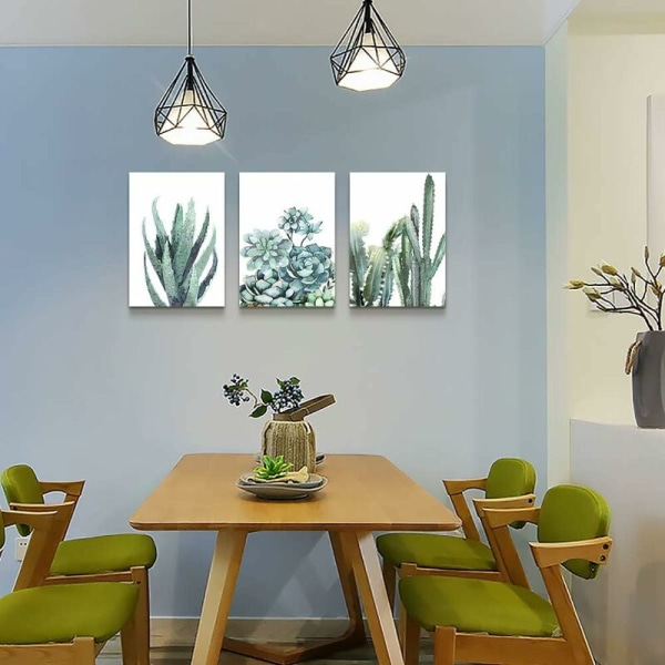 Dukväggkonst för vardagsrum badrumsväggdekor för sovrum kök konstverk duktryck gröna växtblommor målning 12\" X 16\" 3 delar modern