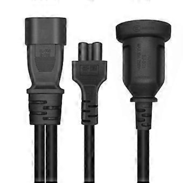 Y-splitter Adapterledning IEC320 C14 Hanstik til C5+AU 3-huls Hunstik Strømkabel
