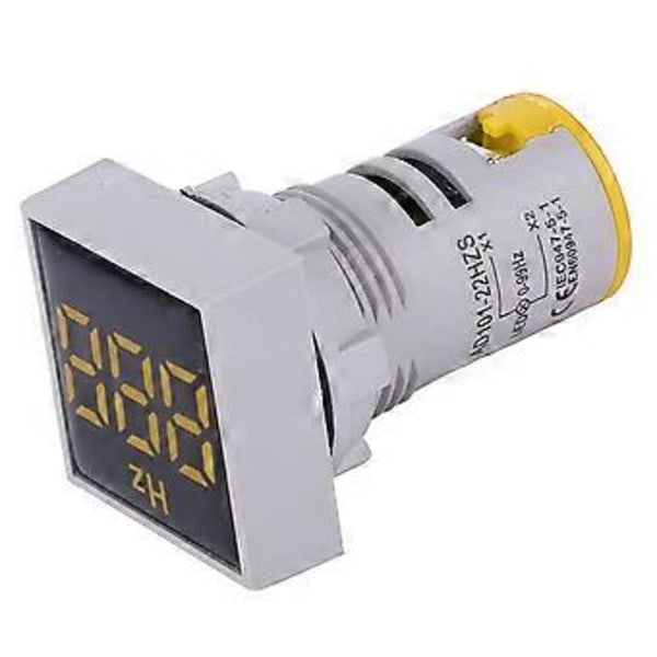 Firkantet Digital Display LED Indikationslys AC100~380V 20~75Hz Frekvensmåling (Gul)