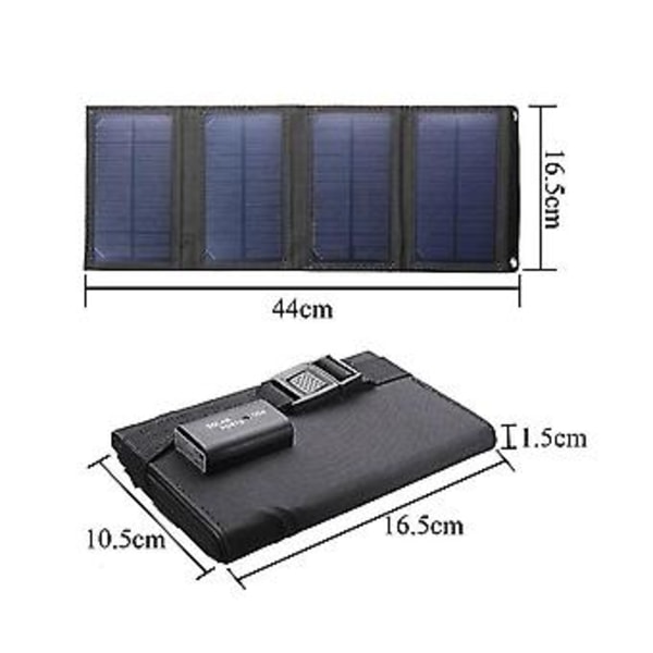 8w Solcelle Sammenleggbar Pakke Solcelleladerveske USB Utendørs Mobiltelefon Bærbar Solcellelader