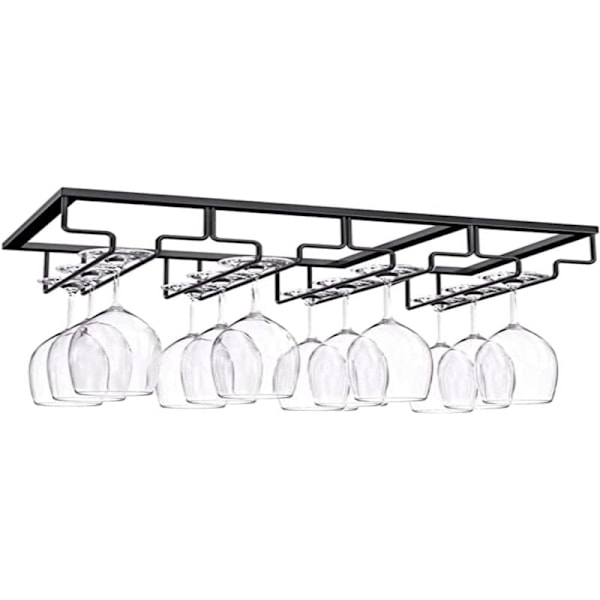 4 Row Glass Holder, Hanging Stemware Holder, Inverted Wine Glass Rack, Under Cabinet Wine Glass Holder with Screws, Iron Wine Glass Holder, 4 Rows,