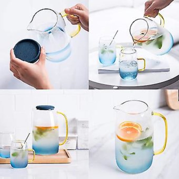 Glaskande med låg, limonadekande, tekande, borosilikatglas karaffel, til varmt og koldt vand