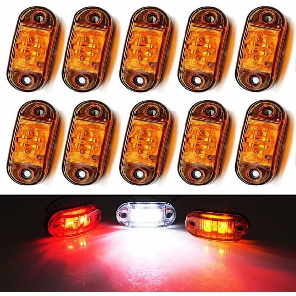 Candyse Side Marker Light, 10 stk. Arbejdslys 12V Vandafvisende Bil Ekstern Lampe Advarsel Baglygte Auto Trailer Truck Signal Lys (Rav)-