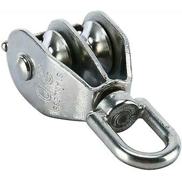 Sett med 2 304 rustfrie stål doble trinser - med svingkrok (m20)