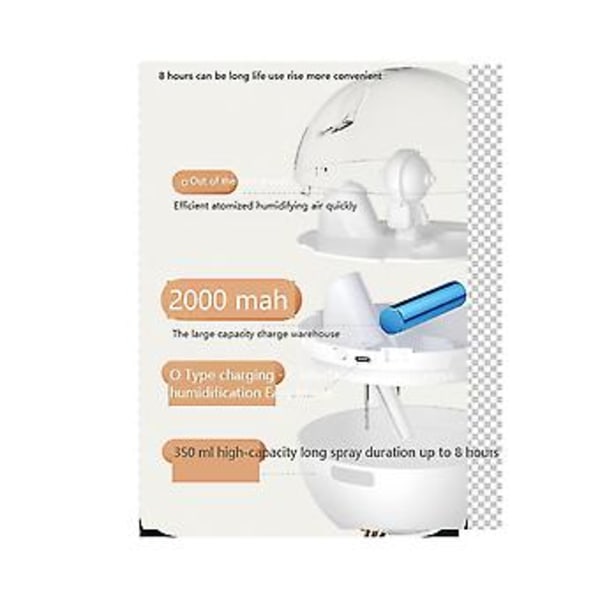 350 ml USB Ladattava 2000 mAh Langaton Lämmin LED-valolla