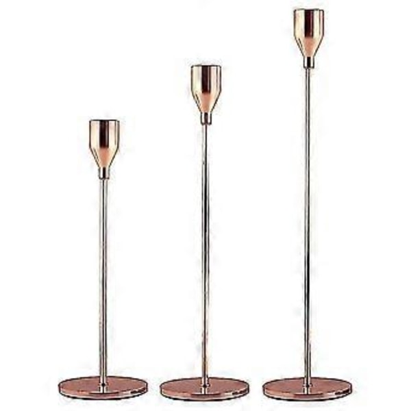 Guld Ljusstakar Set Om 3 Kompatibla Med Avsmalnande Ljus, Dekorativ Ljusstake Kompatibel Med Bröllop, Middag