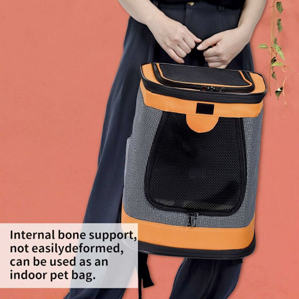 Ryggsäck för hund och katt, upp till 10 kg, justerbar transportväska för utflykter och resor (orange) - Fei Yu