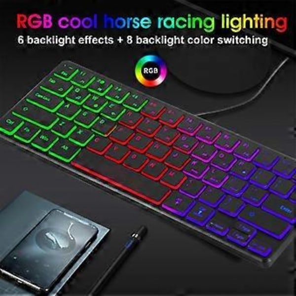 64 Tangenter USB Kabelanslutet True RGB Bakgrundsbelyst Gamingtangentbord 60% Vetenskapligt för Tangentlayout Ultra-Kompakt Tangentbord för PC-Gamers