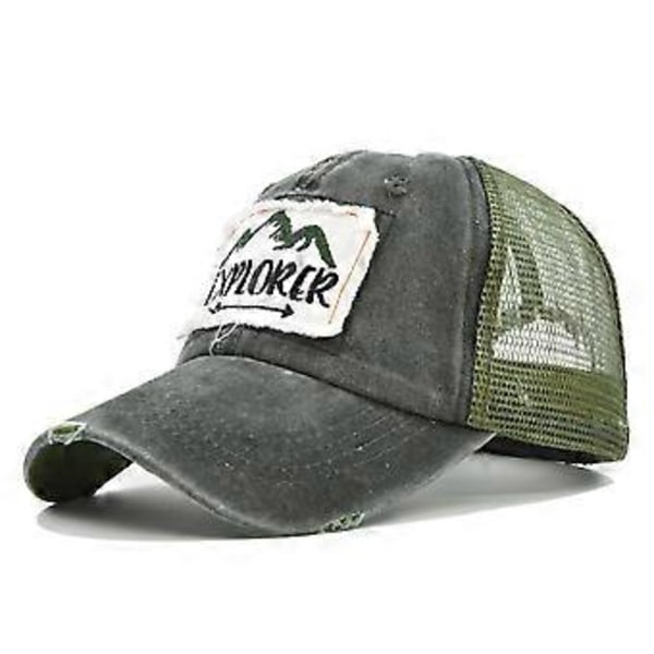 Gammel broderet baseballkasket EXPLORER broderet kasket mesh kasket med skygge buet skygge solskærm mesh kasket
