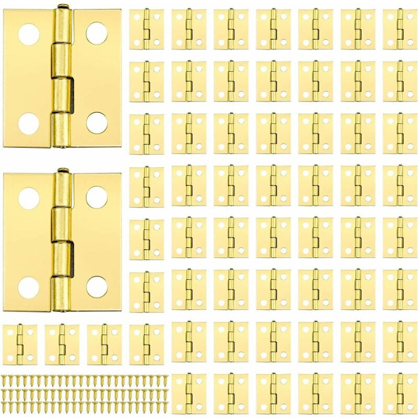 60 stk. Mini messinghængsler Minihængsler til miniature Små hængsler til æske med 240 stk. skruer til DIY æske Model legetøj Kunsthåndværk 18 x 15 mm