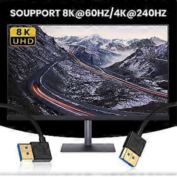 1 meter DisplayPort 1.4 Forlengelseskabel 90 Grader DP 8K60Hz 4K144Hz Video Lydkabel for Laptop PC Skjerm, Høyre Bend