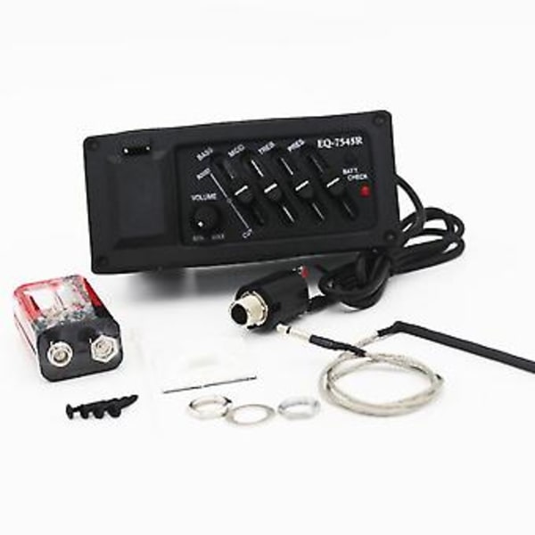 4-bands EQ Equalizer Piezo Pickup för EQ-7545r Förförstärkare Akustisk Gitarr Preamp Förstärkare Stämapparat