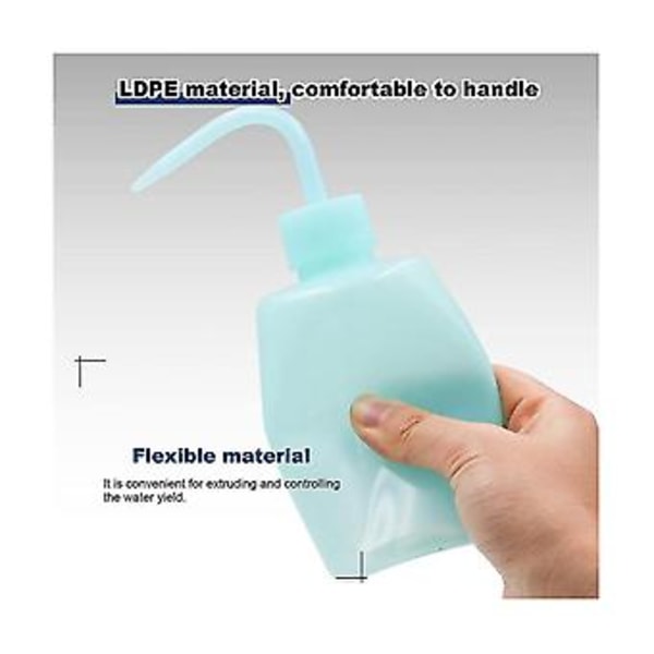 10 st 250ml Tvättblå Smal Hals Pressflaska Lab Plast Spillfri Böjd Hals Vattenkannor