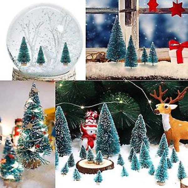 50 stk. Miniatyr Kunstig Juletre Små Snøfrosttrær Furu