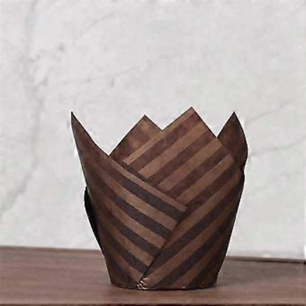50 st Tidningsstil Cupcake Liner Bakform för Bröllopsfest Tulpan Muffin Cupcake Pappersform Oljetätt Tårt D