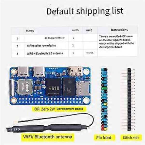 Zero 2W -kehityskortti 1.5G RAM+jäähdytyslevy+kotelo DDR4 Mini PC H618 WiFi5 Bluetooth5.0 tukee 4K 60FPS
