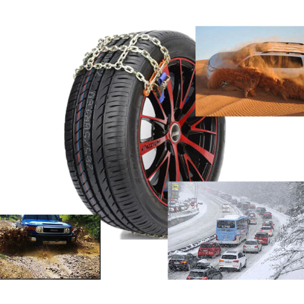 Universal lumiketju autolle, katumaasturille, kuorma-autolle, säädettävä lumiketju lumisiin maastöihin, mutapoluille, hiekkaisille maastoille, vuoristopoluille - Pieni lumi C